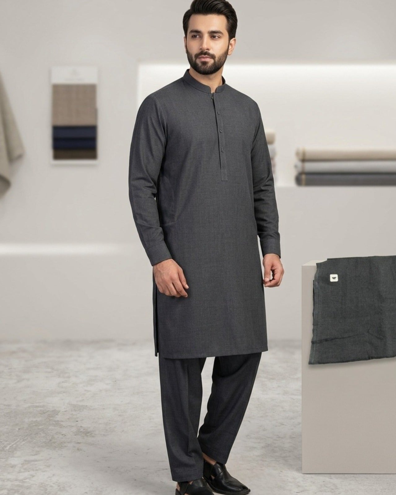 Charcoal Grey | Unstitched Wash & Wear