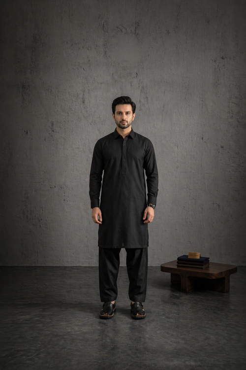 Jet Black | Unstitched  Wash & Wear