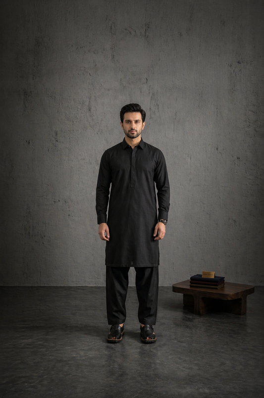Jet Black | Unstitched  Wash & Wear