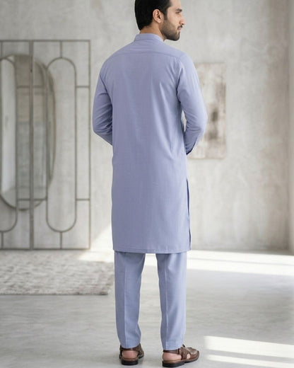 Steel-Blue | Unstitched  Wash & Wear