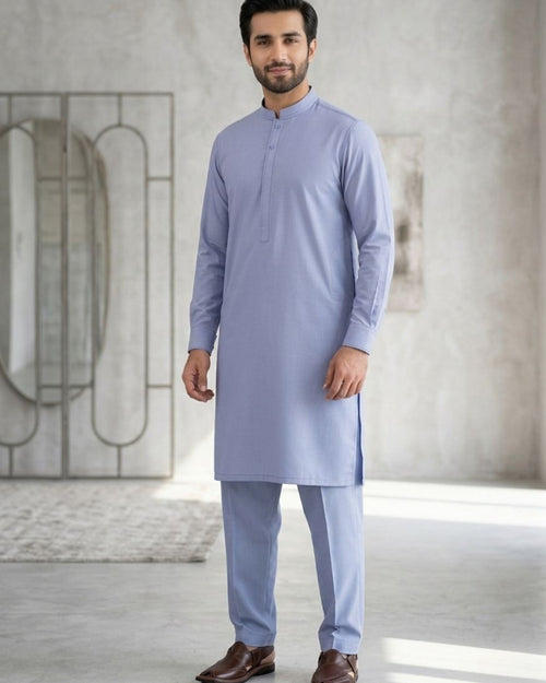 Steel-Blue | Unstitched  Wash & Wear