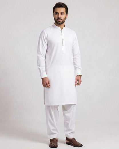 White | Unstitched  Wash & Wear