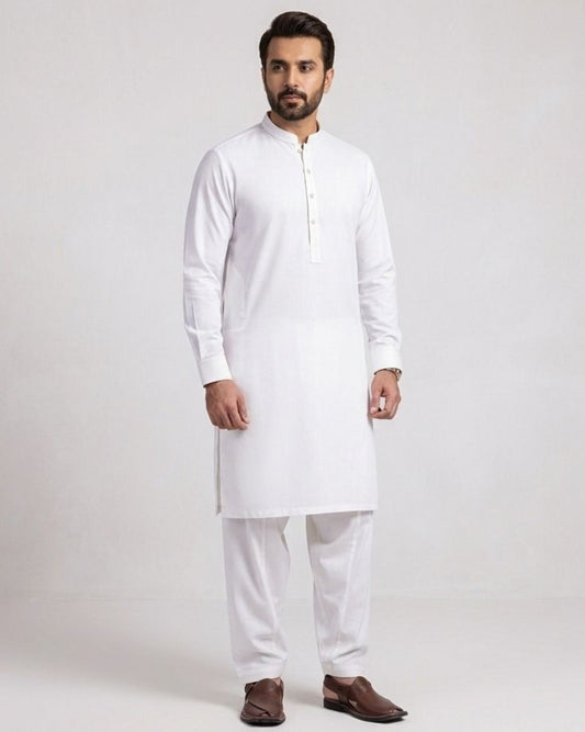 White | Unstitched  Wash & Wear